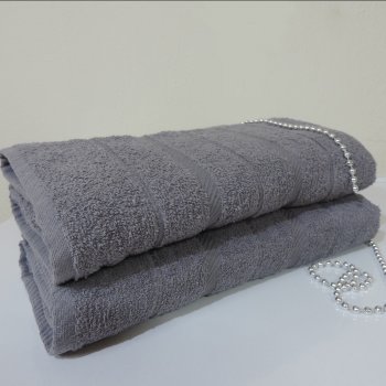 Banyo Havlusu 90x140 Pamuk Çizgili Gri