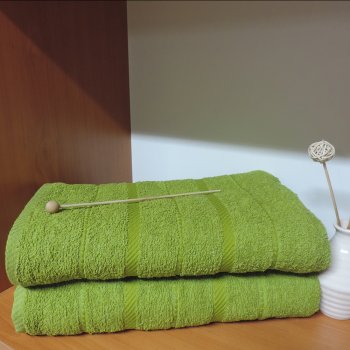 Banyo Havlusu 90x140 Pamuk Çizgili Yeşil