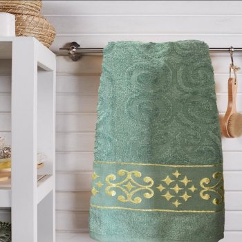 Kadife El Havlusu 50x80 Yeşil Renk Luxury Desen 