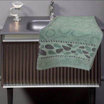 Kadife El Havlusu 50x80 Yeşil Renk Taş Desen  